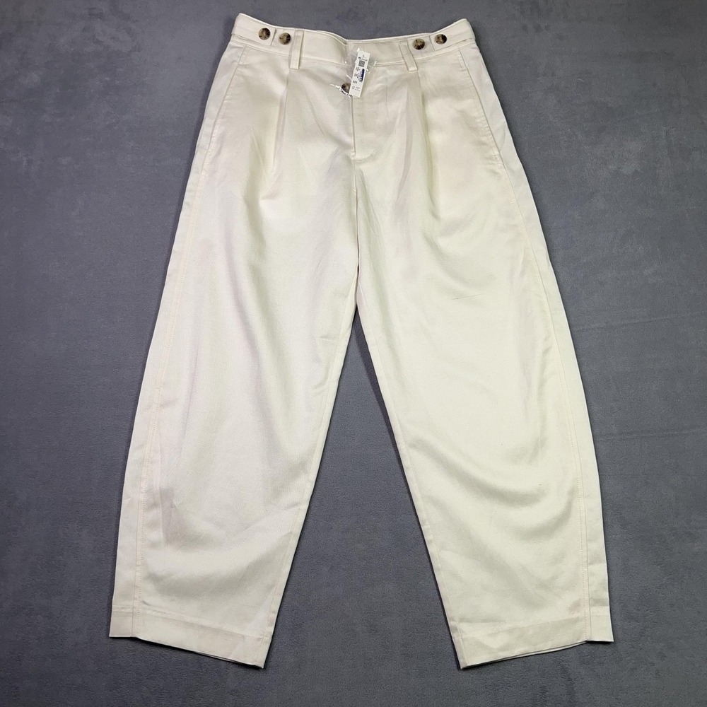 Madewell The Short Barrel Leg Trouser Pant Womens 2S Cream Twill FLAW NWT - Picture 2 of 11